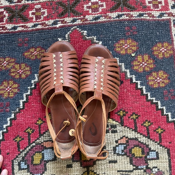 OluKai Shoes - Leather sandals with ankle tie